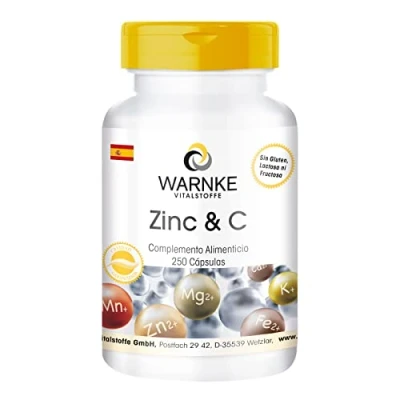 Imagen de Zinc y Vitamina C Vegano 300mg + 5mg 250 cápsulas Warnke Vitalstoffe Calidad de farmacia alemana
