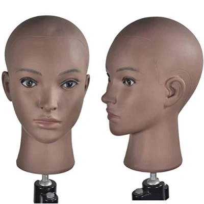 Imagen de Training Head Cosmetology Mannequin Professional Bald Manikin for Wigs Making and Display Doll with Free Clamp