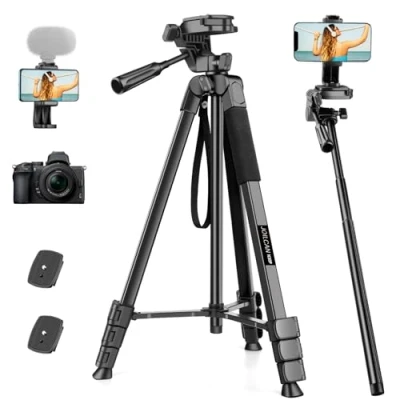 Imagen de JOILCAN Tripode Camara, 210.8cm Ligero para Movil/iPhone &amp; Palo Selfie en Aluminio Nikon Canon Sony DSLR, Smartphone/Teléfono con Soprtre de Teléfono y Control Remoto