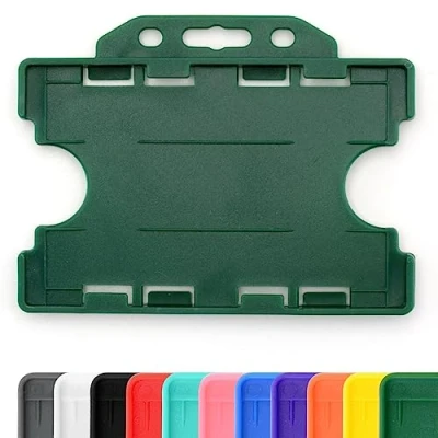 Imagen de CKB LTD® 10 soportes de doble cara rígidos para tarjetas identificación, horizontales, plástico, dos 86 mm, 54 tamaño tarjeta crédito CR80, color verdi