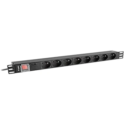 Imagen de REGLETA LANBERG 1U 16A 7X SCHUKO Rack 19&quot; 2M Negro