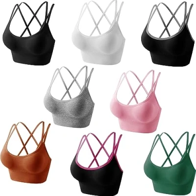 Imagen de Libella Paquete de 3 Mujer Sujetador Deportivo Push Up Bustier con Amplio Correas Fitness Yoga Camisetas Sin Mangas UN7 S/M