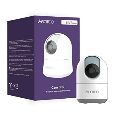 Imagen de SmartThings Aeotec Cámara IP WiFi de Seguridad 1080p Resolución Full HD Visión Nocturna 360 Detección Personas Seguimiento Movimiento Vista panorámica Audio bidireccional