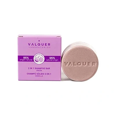 Imagen de Valquer Laboratorios Champú Sólido 2 En Cebolla. 95% Ingredientes Naturales. Todo Tipo De Cabello. Vegano. Ecológico 70 Gr, Único