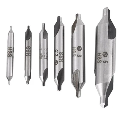 Imagen de Brocas centrales Juego de centrado, 6 piezas 1 / 1.5 2 2.5 3 5mm HSS 60 grados, para procesamiento hierro, acero, cobre, aluminio