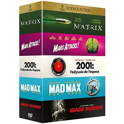 Imagen de Collection de 5 films science fiction Warner : Blade Runner + Mad Max Fury Road 2001 l&#039;odyssée l&#039;espace Mars Attacks! Matrix [Francia] [DVD]
