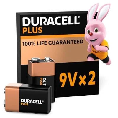 Imagen de 4 pilas alcalinas Duracell 9 V Plus, 6LR61/MN1604 (2 blísters de 2 baterías)