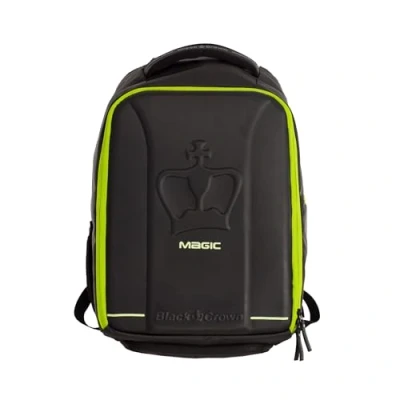 Imagen de Black Crown Mochila Magic Diseño Elegante en Negro y Amarillo (30% EVA, 70% PVC), Compartimento para Palas, Bolsillo Zapatillas Transporte Cómodo