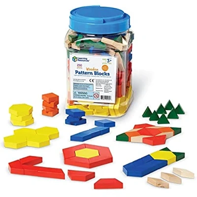 Imagen de Learning Resources Bloques geométricos de madera 1cm (juego 250).