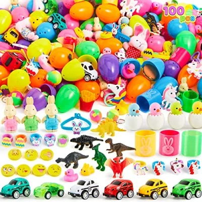 Imagen de JOYIN 100 Piezas Juguetes Plus Pegatinas precargada Huevos de Pascua Primera Calidad con bisagra 2 3/8&quot; para el Favor la Fiesta del Tema Pascua, Caza, (Juguetes Calidad)