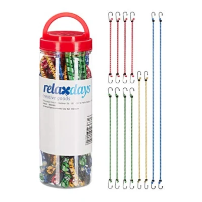 Imagen de Relaxdays 24 Pulpos elásticos, Set de Correas Amarre, Tensores para Coche y Bici, Universal, 35cm 1m