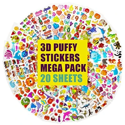 Imagen de Pegatinas 3D para niños y pequeños Más de 500 hinchadas a granel álbumes recortes Personalización planificadores Cuadernos (20 hojas diferentes)
