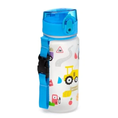 Imagen de Puckator Botella irrompible para niños con apertura a presión e infusor 350 ml Tractores