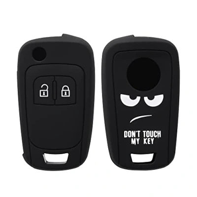 Imagen de kwmobile Carcasa Compatible con Llavero de Opel Chevrolet Llave Coche Plegable 2 Botones Funda para Mando Silicona Blanco/Negro