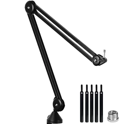 Imagen de LANUCN Boom Arm de Segunda Generación Brazo Microfono, Brzo Microfono Stand Escritorio Mejorado con Abrazadera Antivibración, Mic Largo para psa1 at2020 y Otros Micrófonos