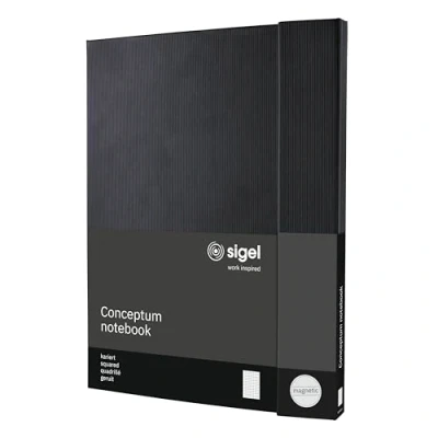 Imagen de SIGEL CO141 Cuaderno premium cuadriculado, A4+, tapa dura, negro Conceptum