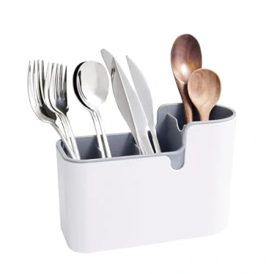 Imagen de Amazon Basics Organizador de encimera y pared para utensilios, Blanco