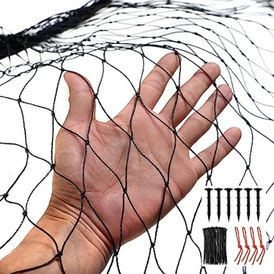 Imagen de RATSTONE Malla Antipajaros,Mallas Antipajaros,Red antipájaros (5m x 30m), Red de 25 mm, Tejida extrafuerte, antipájaros, antigatos, Reutilizable, Negro