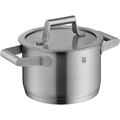 Imagen de WMF Comfort Line Olla pequeña de 16 cm, tapa cristal, 1,9 L, acero inoxidable Cromargan mate, apilable, sin revestimiento