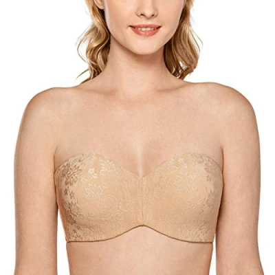 Imagen de DELIMIRA Sujetador Sin Tirantes con Aros Invisible para Mujer Bronceado Topo 105C