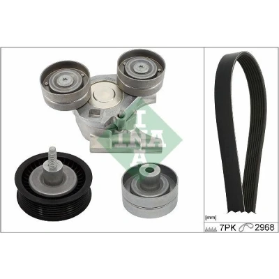 Imagen de INA 529 0442 10 Juego de correas trapeciales poli V Revisar/sustituir poleas libres del alternador FORD: Transit Mk6 Furgón