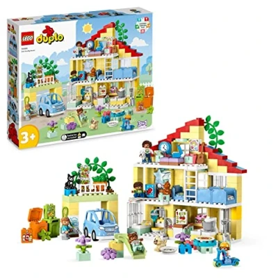 Imagen de LEGO 10994 DUPLO Casa Familiar 3en1, Juego Educativo de Muñecas, Juguete para Niñas y Niños 3 Años o Más, Coche Juguete, Maneras Construir, 5 Figuras, 2 Animales, Regalos