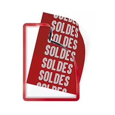 Imagen de Marco porta anuncios tarifold magneto din a4 con 4 bandas magneticas en el dorso color rojo pack de 2 unidades