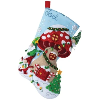 Imagen de Bucilla Felt Stocking Applique Kit 18&quot; Long Gnome For Christmas