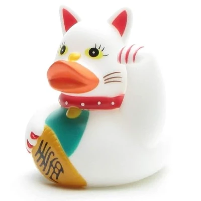Imagen de pato de baño, diseño gato la suerte, 8,5 cm largo, incluye llavero baño