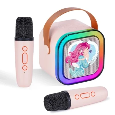 Imagen de DYNASONIC A29. Karaoke con Dos microfonos. Altavoz Bluetooth para niños. Juguete electrónico Infantil. Regalos niños de 3 a 15 años (Sirena)