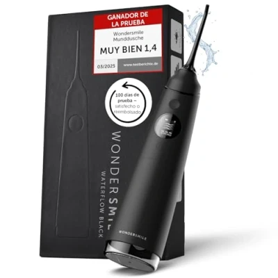 Imagen de Wondersmile Irrigador bucal PRO Ganador de la prueba 2024 100 días sin riesgo Tecnología SmoothFlow para un cuidado óptimo dientes y encías con 4 modos (Ultimate Black)