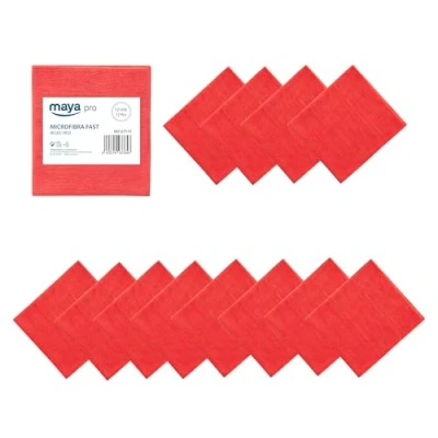 Imagen de Maya Bayeta Fast 200G. Multiusos 100% Microfibra. Limpieza Sin Marcas para Cualquier Superficie. Pack de 12 Unidades (Rojo)
