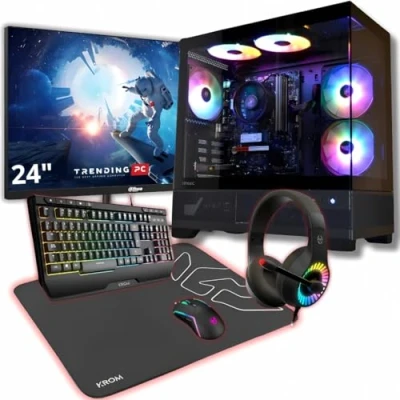 Imagen de PC Gaming Completo TrendingPC Ryzen 7 5700G 8X 4,60Ghz 64Gb RAM DDR4 RGB AMD Radeon 8 Graphics 2tb m.2 WiFi 6 &amp; Bluetooth Monitor 24&quot; 100hz Windows 11 Teclado Auriculares y ratón