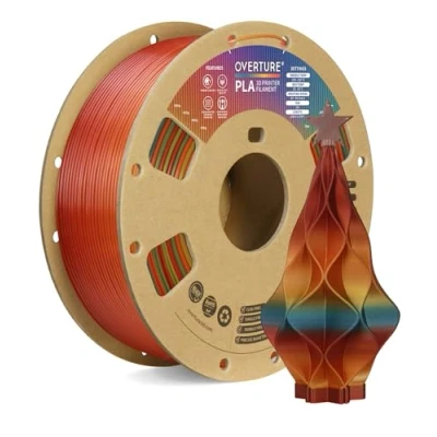 Imagen de OVERTURE Filamento PLA 1.75 mm 1kg(2.2 lbs), Para Impresora 3D Filamento, Precisión Dimensional de +/ 0.02 mm, la Mayoría FDM(Arcoíris Radiante)