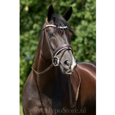Imagen de Premiera &quot;Valentia&quot; brown bridle with white padding and crystal browband, silver buckles