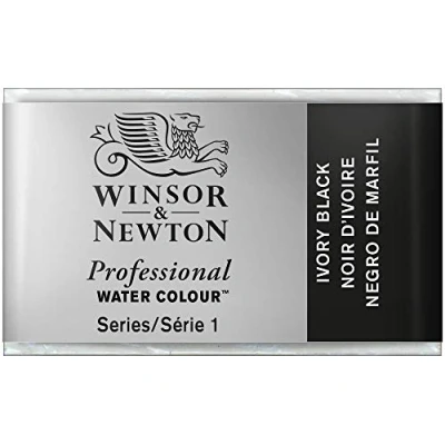 Imagen de Winsor &amp; Newton Acuarela Profesional Pintura De Acuarela, Alta Luminosidad, Resistente a la Luz, Calidad Archivo, Godet, Color Negro Marfil