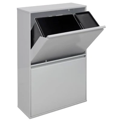Imagen de Arregui Basic CR602 B2 Cubo de Basura y Reciclaje 4 Compartimentos 23+11+17+17 L (68 L) con Cubetas para Envases Orgánico Cubos Cocina Contenedores gris