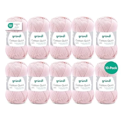 Imagen de Gründl Cotton Quick Uni, 10 ovillos (Hilo de Color 100%, Certificado Oeko Tex, 50 g / 125 m, tamaño Aguja 3 4, x g), Nude, Algodón, One Size, 500
