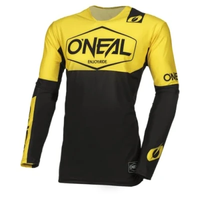 Imagen de O&#039;Neal Camiseta Motocross Manga Larga MX MTB Mountainbike Material Ligero, Corte Ergonómico Slim Fit para un Ajuste Maillot Mayhem Hexx V.24 Adulto Amarillo Negro Talla XXL