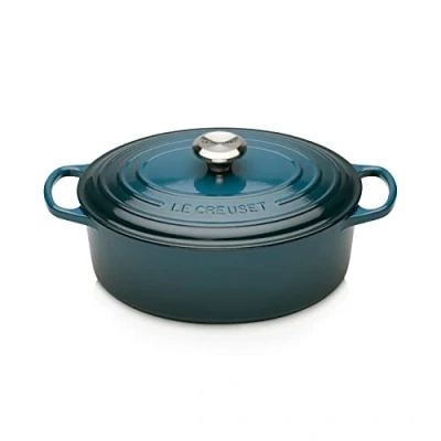 Imagen de Le Creuset Evolution Cocotte de hierro fundido con tapa, Ovalada, 27 cm, 4,1 L, Azul Deep Teal,21178276422430
