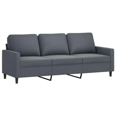 Imagen de vidaXL Sofá de 3 Plazas, Asiento con Reposabrazos Respaldo, Sillón Descanso Relax Televisión, Tapizado para Salón, Tela Gris Oscuro