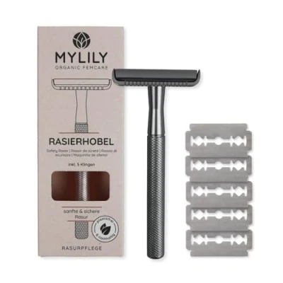 Imagen de MYLILY® maquinilla afeitar clasica que incluye 5 cuchillas de clasicas mujer ajustable I íntima plata