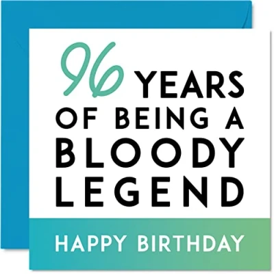Imagen de Divertida tarjeta de cumpleaños 96 para hombres y mujeres, con texto en inglés &quot;Being A Legend&quot;, él, ella, gran abuelo, niñera, abuela, 145 mm x mm, regalos broma,
