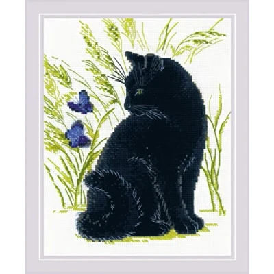 Imagen de RIOLIS Counted Cross Stitch Kit 9.5&quot;X11.75&quot; Black Cat (10 Count)