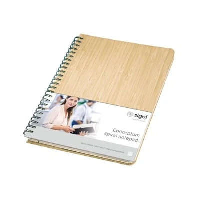 Imagen de Sigel CO672 Bloque espiral punteado premium, tapa dura de bambú auténtico, beige, Conceptum