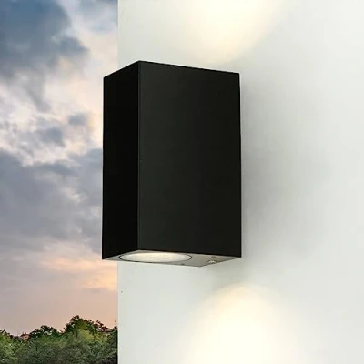 Imagen de lámpara de exterior &quot;Aalborg&quot; diseño, cuadrada, color negro/antic, 2xGU10, IP44, resistente a la intemperie
