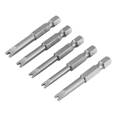 Imagen de Juego de 5 Puntas Destornillador U4/U5/U6/U7/U8 Acero Aleación S2 50mm Longitud 1/4&quot; Vástago Hexagonal Magnético en Forma U