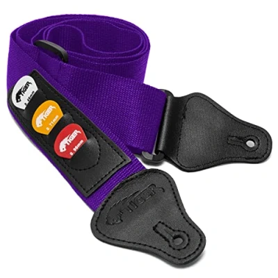 Imagen de Tiger Correa de guitarracon soportes púa, Estándar, Morado