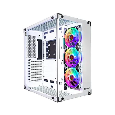 Imagen de TALIUS Caja Gaming Cronos Frost. PC de Juego Torre ATX Cristal Templado. Incluye 3 Ventiladores Iris ARGB más centralita, 4 filtros Anti Polvo imantados (Blanco)