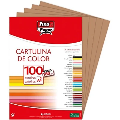 Imagen de Fixo Paper 11110446 Paquete de cartulinas A4 100 unidades color marrón canela, 180g
